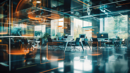innovation blurred office interior modernの素材