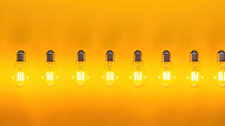 row yellow background light bulbの素材
