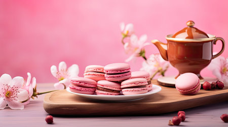 tray hibiscus tea pink backgroundの素材