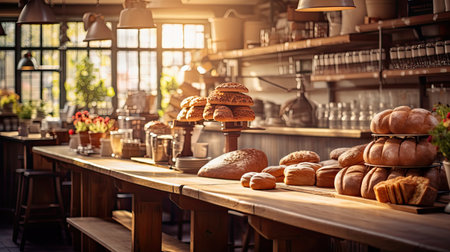 cozy blurred bakery interiorの素材