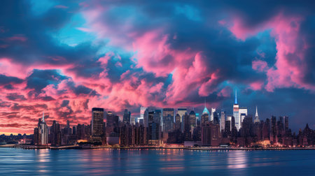 dusk blue and pink cloudsの素材