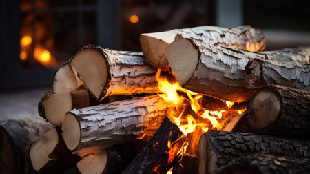 flames birch firewoodの素材