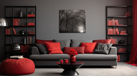 minimalist gray and redの素材