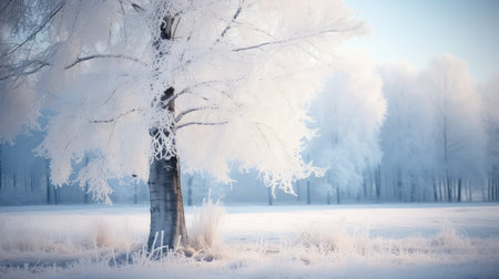 up winter birch treeの素材