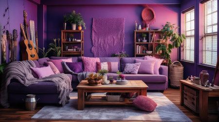eclectic purple living roomの素材