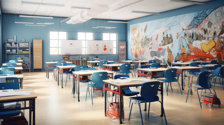 classroom school blueの素材