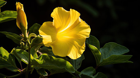 contrast yellow trumpet flowerの素材