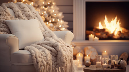 crackling blurred christmas mockup interiorの素材