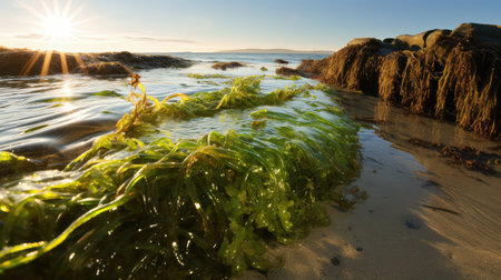 beach seaweed borderの素材