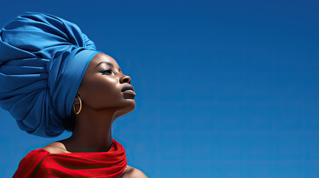presence black woman blueの素材