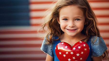 flag red white blue heartの素材