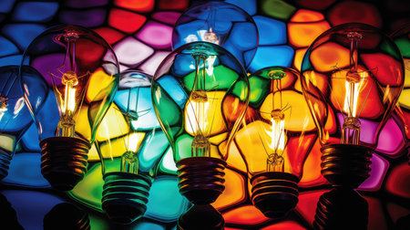colorful light bulb puzzleの素材