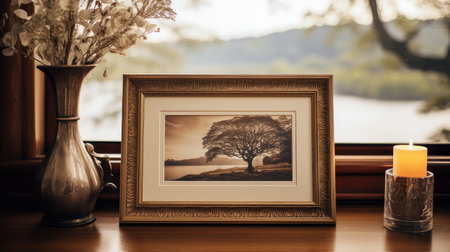 landscape light brown picture frameの素材