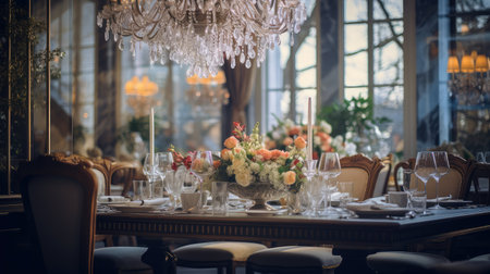 dining blurred luxury house interiorの素材