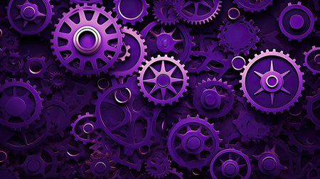 gears technology background purpleの素材
