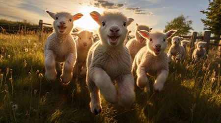 lambs pasture sheep farmの素材