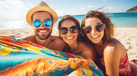 friends enjoying the sunの素材