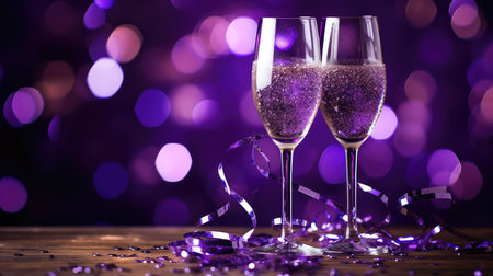 flutes purple and silver anniversaryの素材