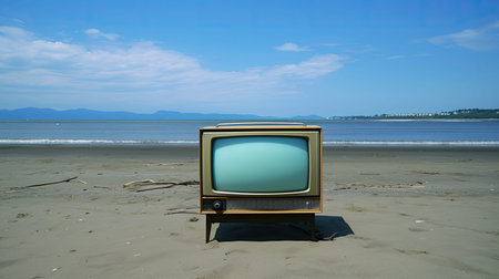 vintage old tv with antennaの素材