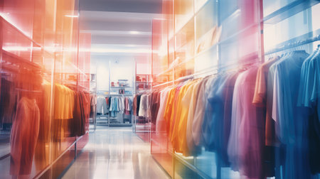 colorful blurred clothing store interiorの素材