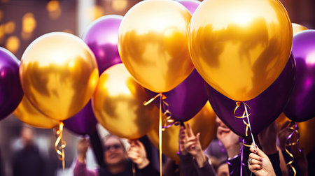 event purple and gold balloonsの素材