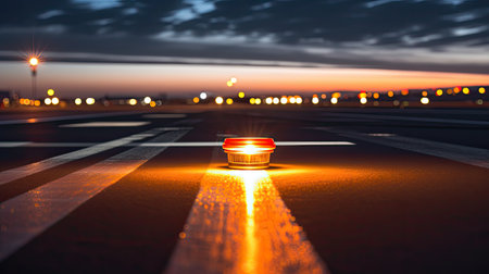 landing airport runway lightsの素材