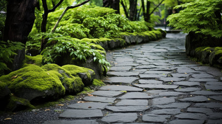 garden green and grey backgroundの素材