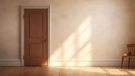room open door with lightの素材