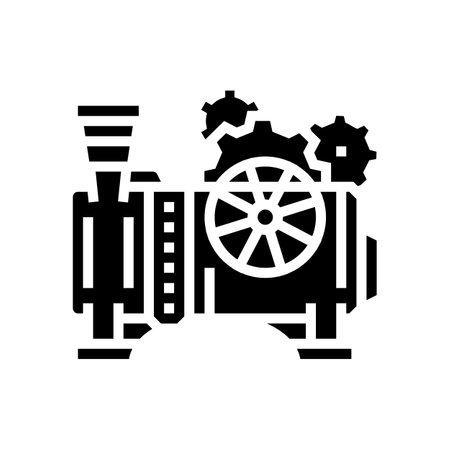 steam engine steampunk vintage glyph icon vector illustrationのイラスト素材
