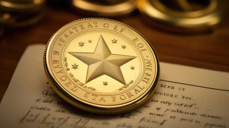 intricate gold star sealの素材