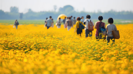 petals yellow flower fieldの素材