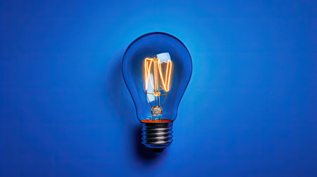 background light bulb on blueの素材