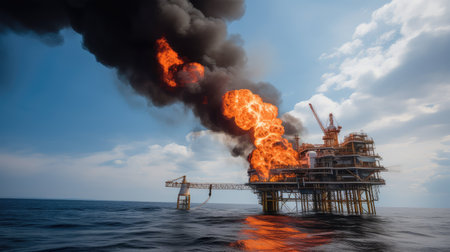 flare oil and gas platformの素材