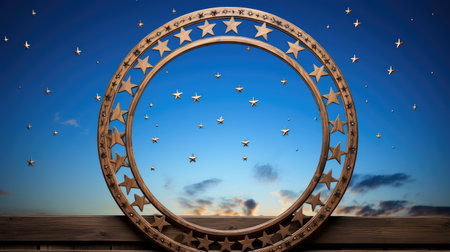 golden round star borderの素材