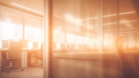diffused blurred cubicle office interiorの素材