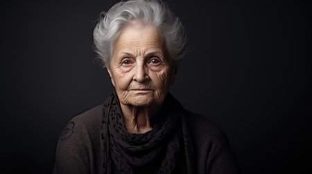 woman gray portrait backgroundの素材