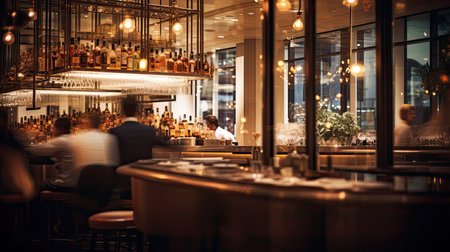 energy blurred italian restaurant interiorの素材