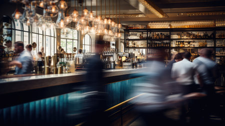 vibrant blurred italian restaurant interiorの素材