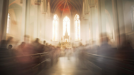 ceremony blurred church interiorの素材
