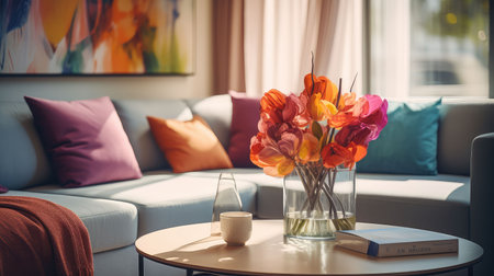 stylish blurred hotel room interiorの素材