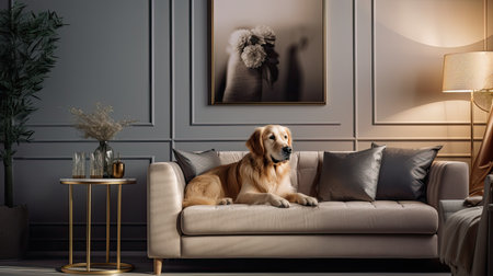 rug modern living room interior. cute goldenの素材