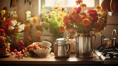 rustic blurred fall home interiorの素材