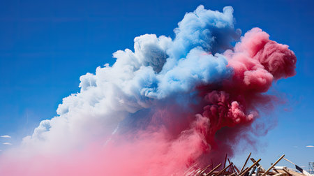 image red white and blue smokeの素材
