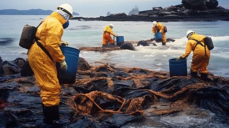 workers oil spill responseの素材