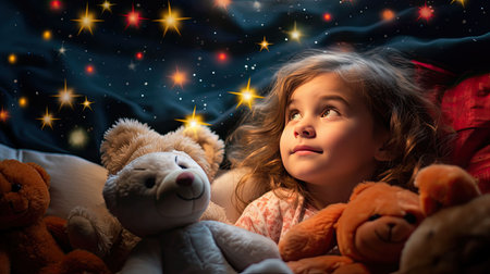 eyes child looking at starsの素材