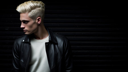 stylish blond hair dark backgroundの素材