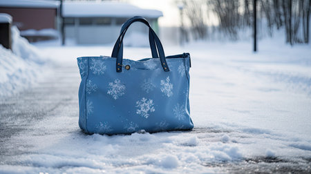 sidewalk shopping bag blue winterの素材