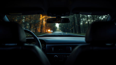 headrests blurred black car interiorの素材