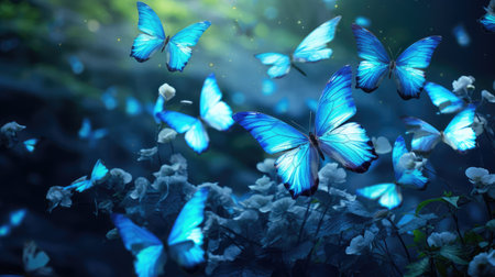 flight blue butterfliesの素材