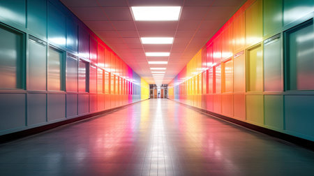 vibrant blurred school building interiorの素材
